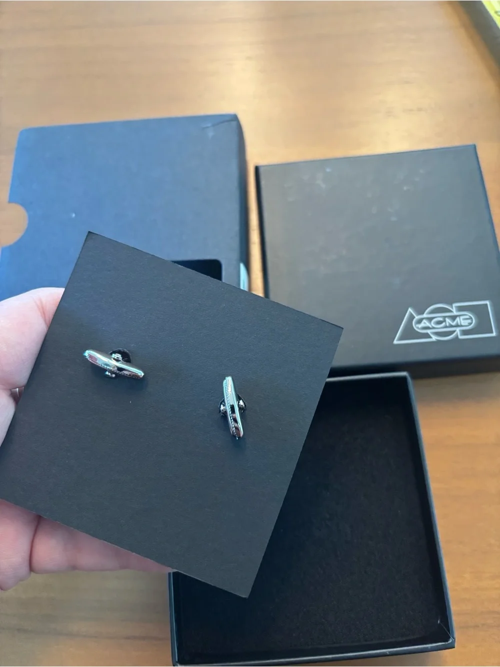 ACME NIB Left Right Black Enamel Cufflinks